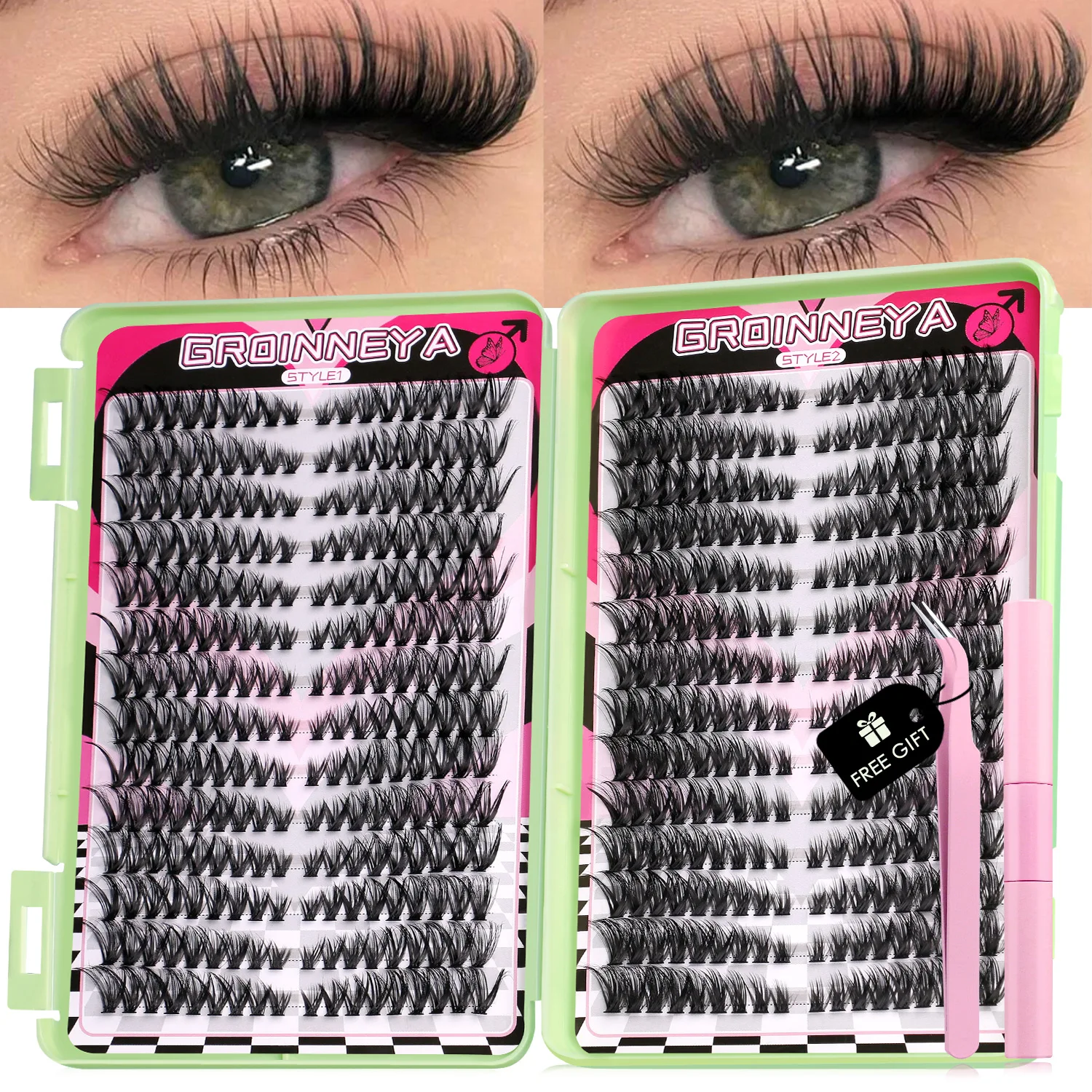 Individual Lash Tray - GROINNEYA Cluster Lashes Kit With Lash