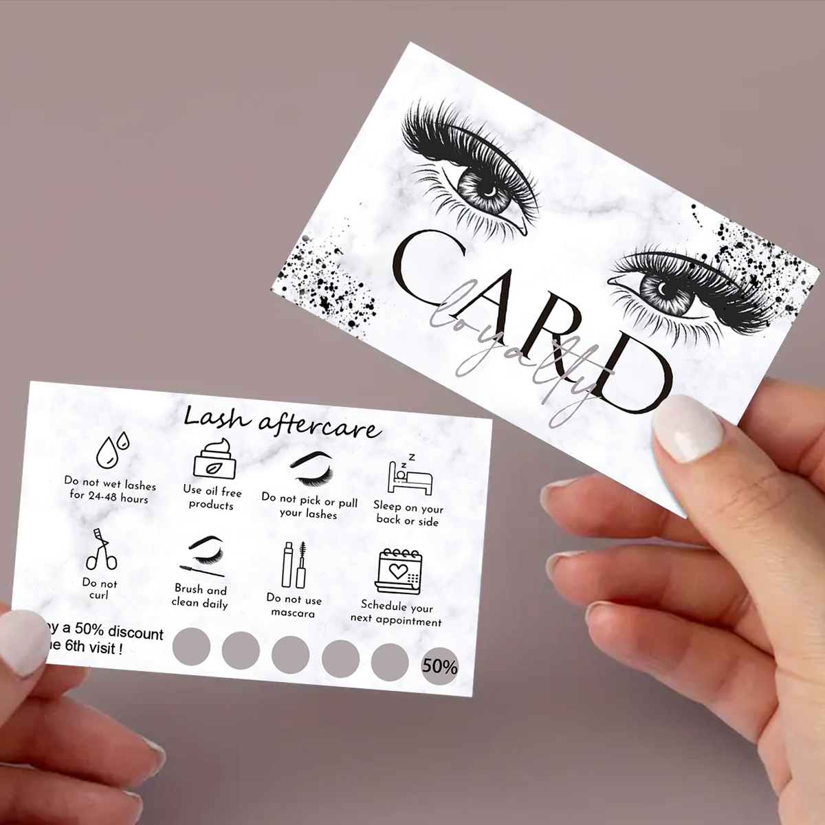 Eyelash Extension Menu - 50Pcs/lot Marble Eyelash Aftercare Card Lash