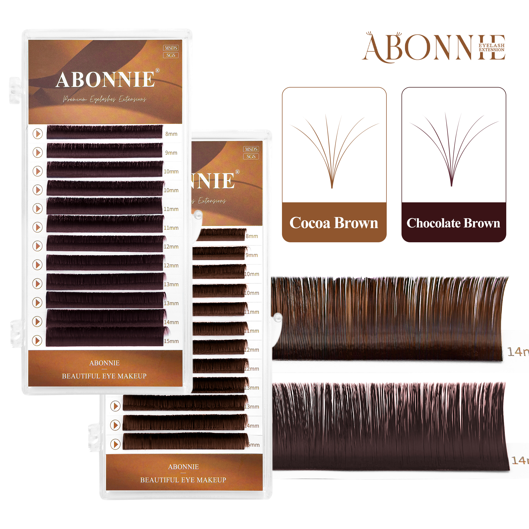 Individual Lash Tray - ABONNIE Cashmere Cocoa Chocolate Brown Fans