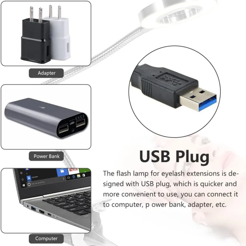 USB Eyelash Lamp LED Light Col - Eyelash Extension Options avaliação e preço