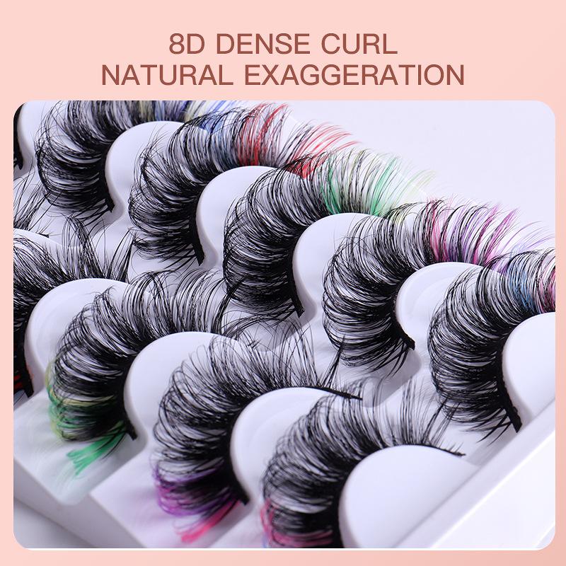 7 Pairs Colorful False Eyelash - Eyelash Extension Volume Lashes avaliação e preço