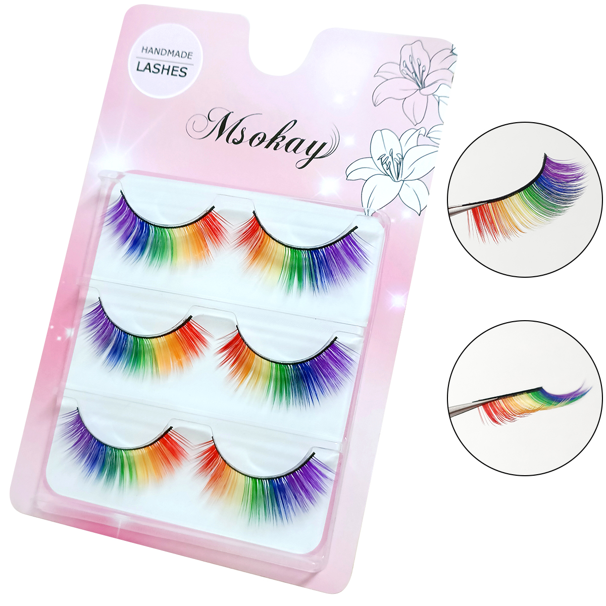 3 Pairs 3D Fluffy Colorful Eye - Eyelash Extension Doll Eye avaliação e preço