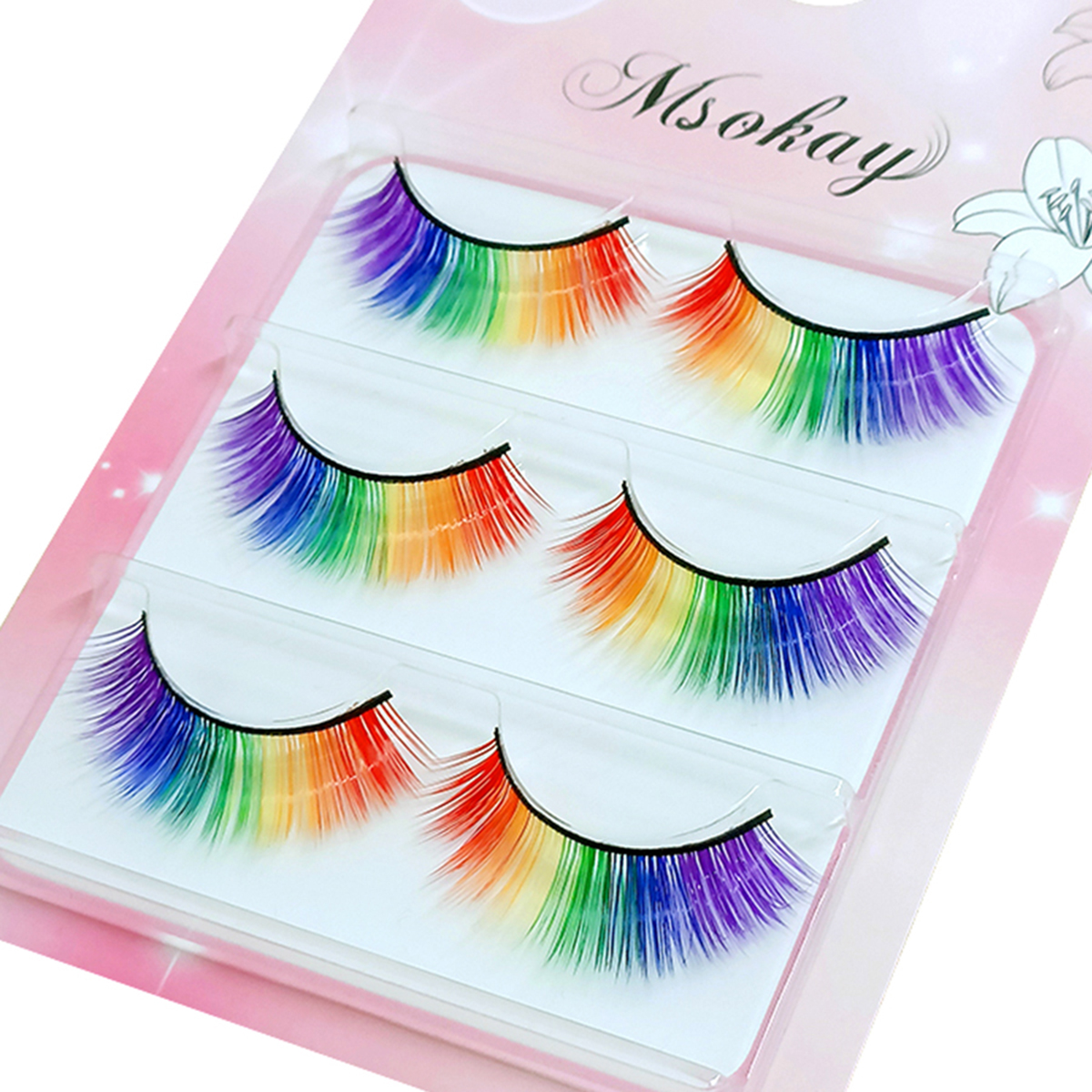3 Pairs 3D Fluffy Colorful Eye - Eyelash Extension Doll Eye avaliação e preço
