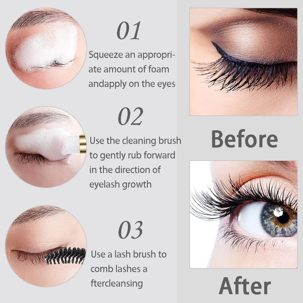 20/40PCS Suit 60ML Empty Pump  - Eyelash Extension Foam Cleanser avaliação e preço