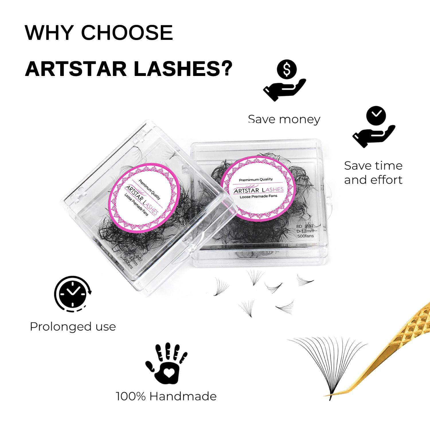 ARTSTAR 500 Fans Loose Fan Eye - Individual Lash Tray avaliação e preço
