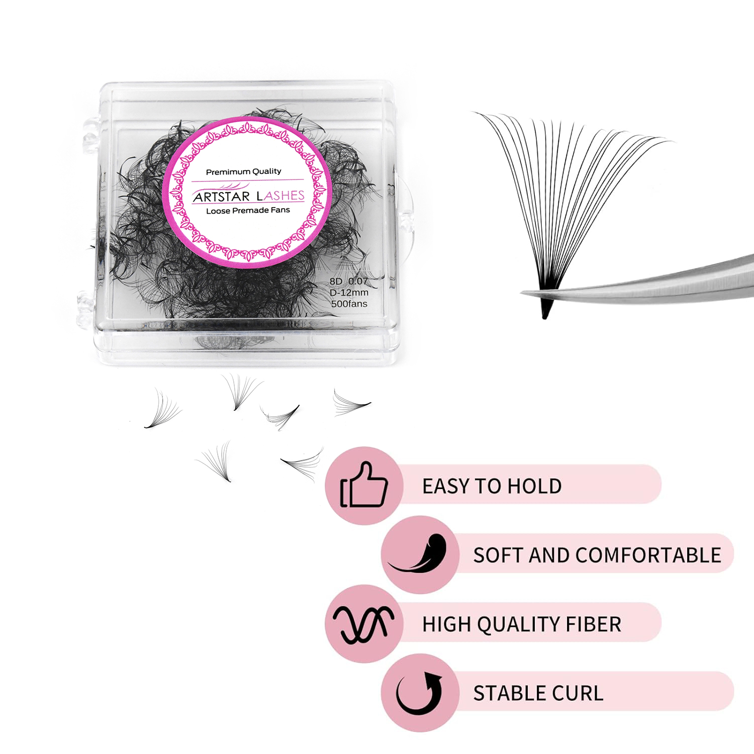 ARTSTAR 500 Fans Loose Fan Eye - Individual Lash Tray avaliação e preço