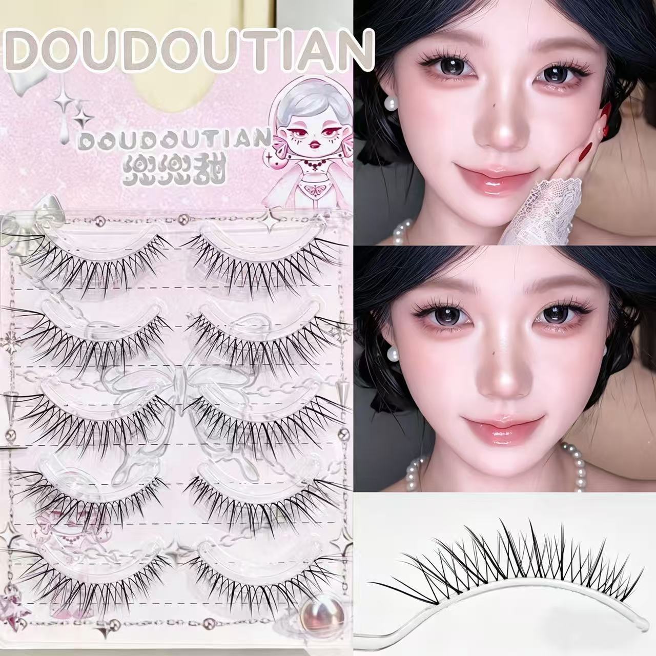 Doudoutian 5 Pairs Fox Eyelash - Eyelash Extension Douyin avaliação e preço