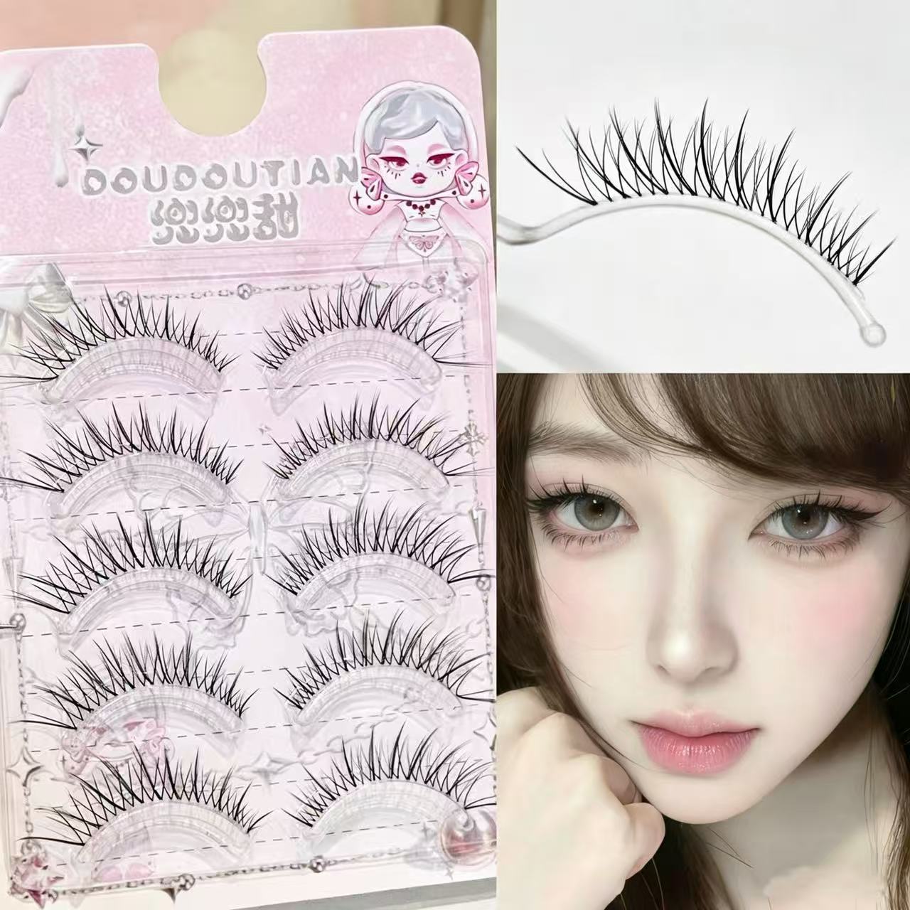 Doudoutian 5 Pairs Fox Eyelash - Eyelash Extension Douyin avaliação e preço