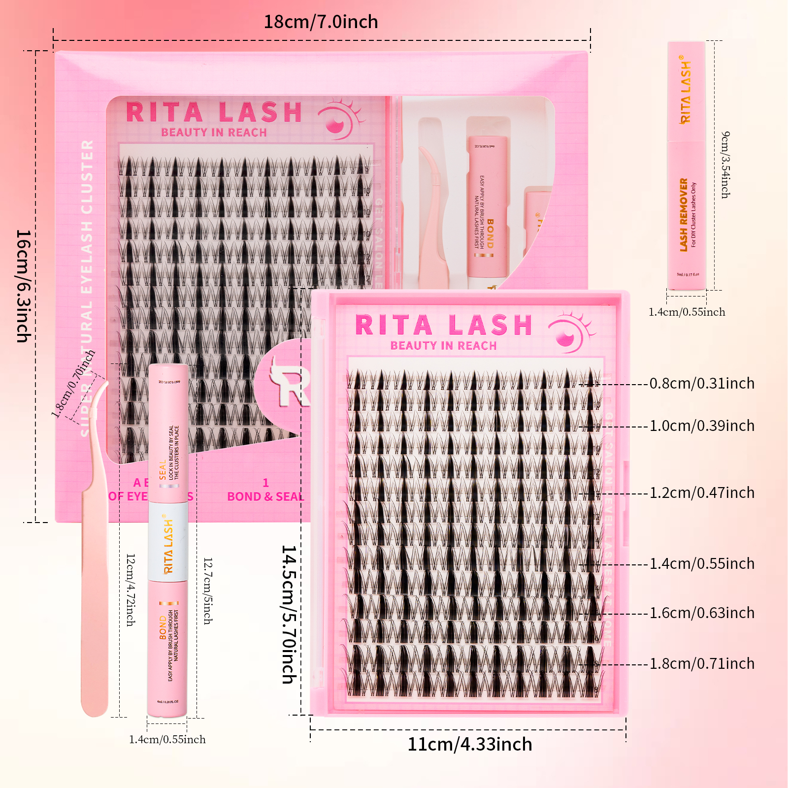 RITALASH 154pcs D Curl Cluster - Individual Lash Tray avaliação e preço